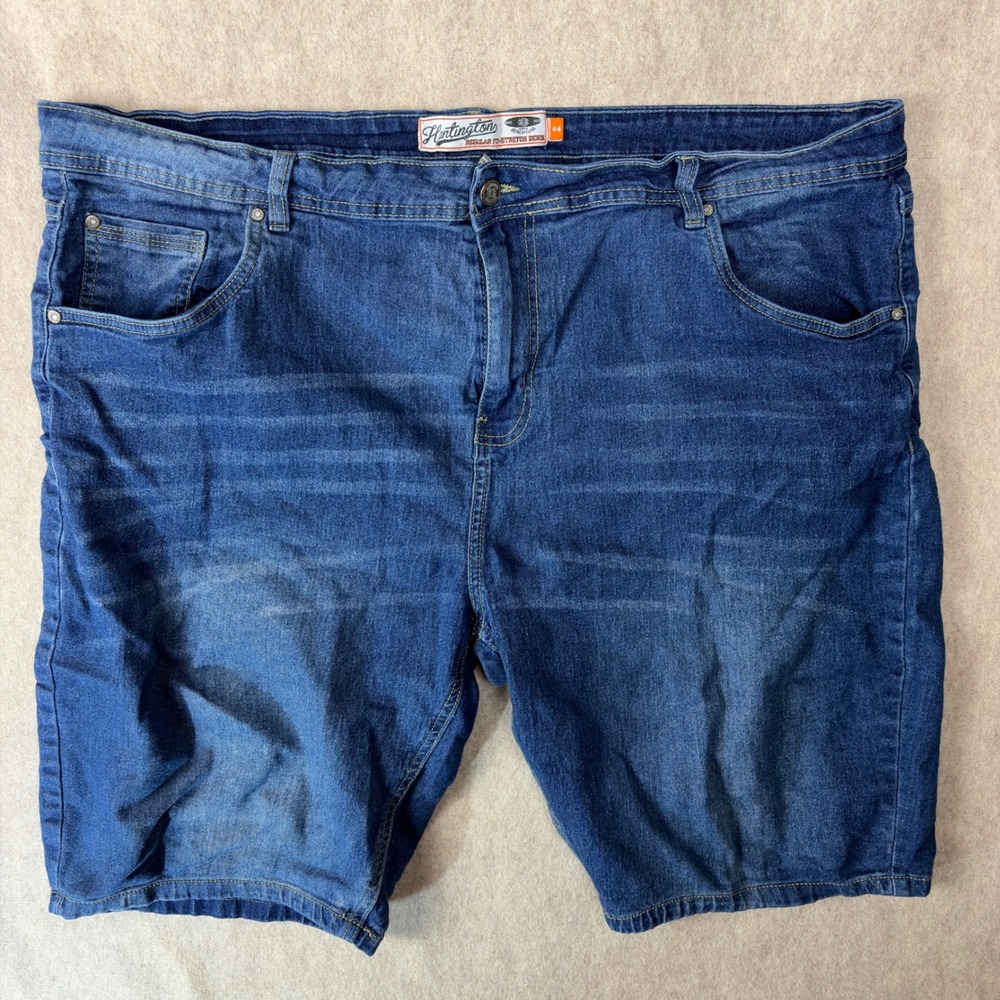 Huntington Denim Shorts Mens 44 Blue Regular Fit Stretch Jean Shorts Embroidered